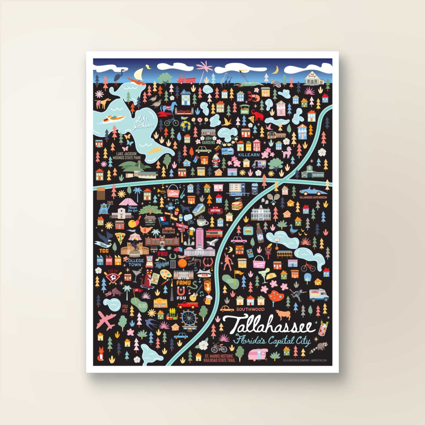 TALLAHASSEE, FL | City Series Map Art Print