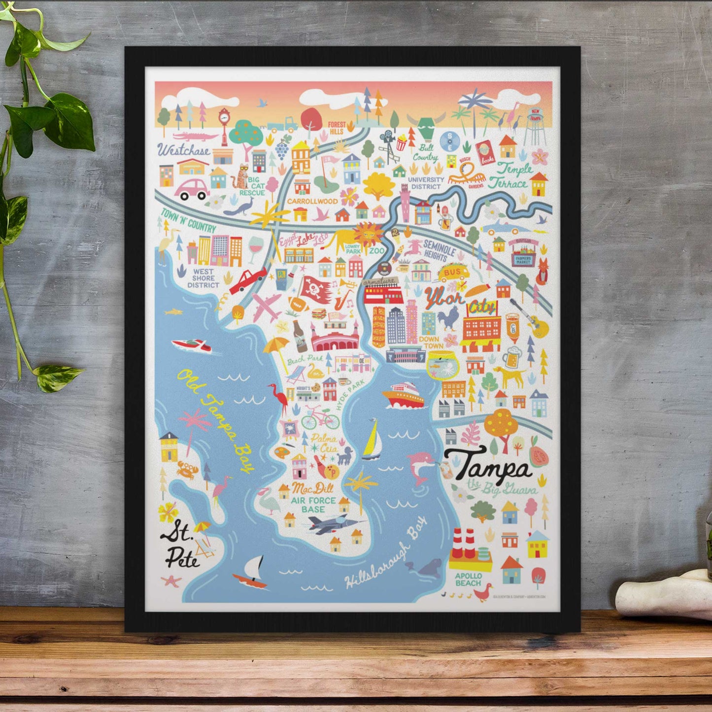 City of Tampa Florida | Area Map Art Print - A. B. Newton and Company