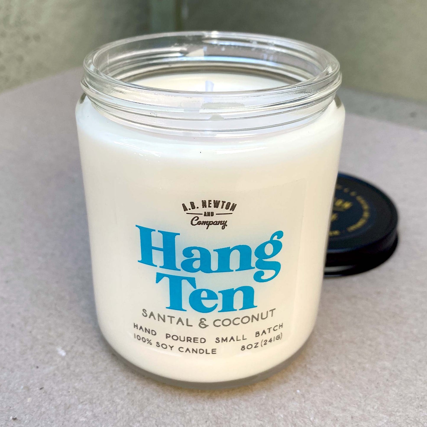 Hang Ten Surf Wax Inspired Coconut Scented 8oz Soy Candle Hand Poured Small Batch - A. B. Newton and Company